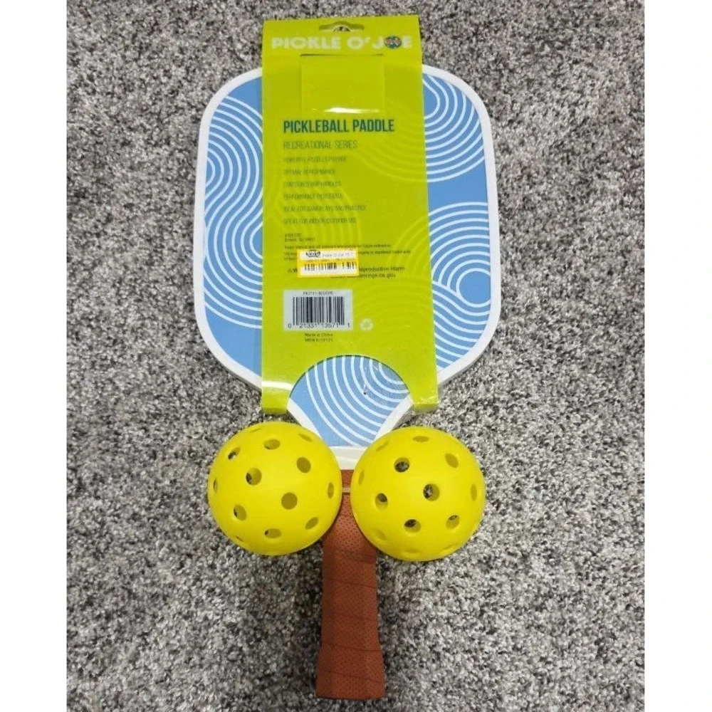 Pickle O'Joe 15.7'' Paddle & Ball Set Traditional Pickleball Paddle Blue Swirl